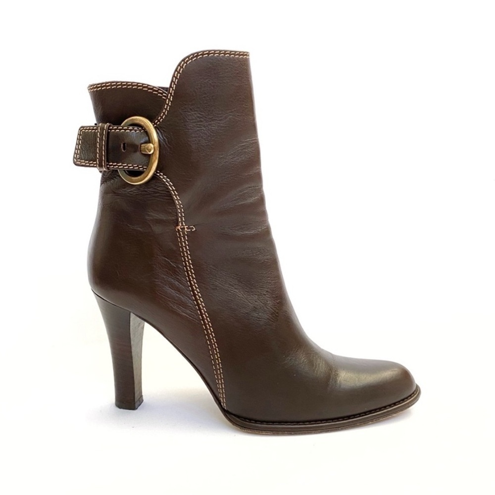 Coach Nancie Dark Brown Leather Zip Up Boot Made in Italy Womens size 10